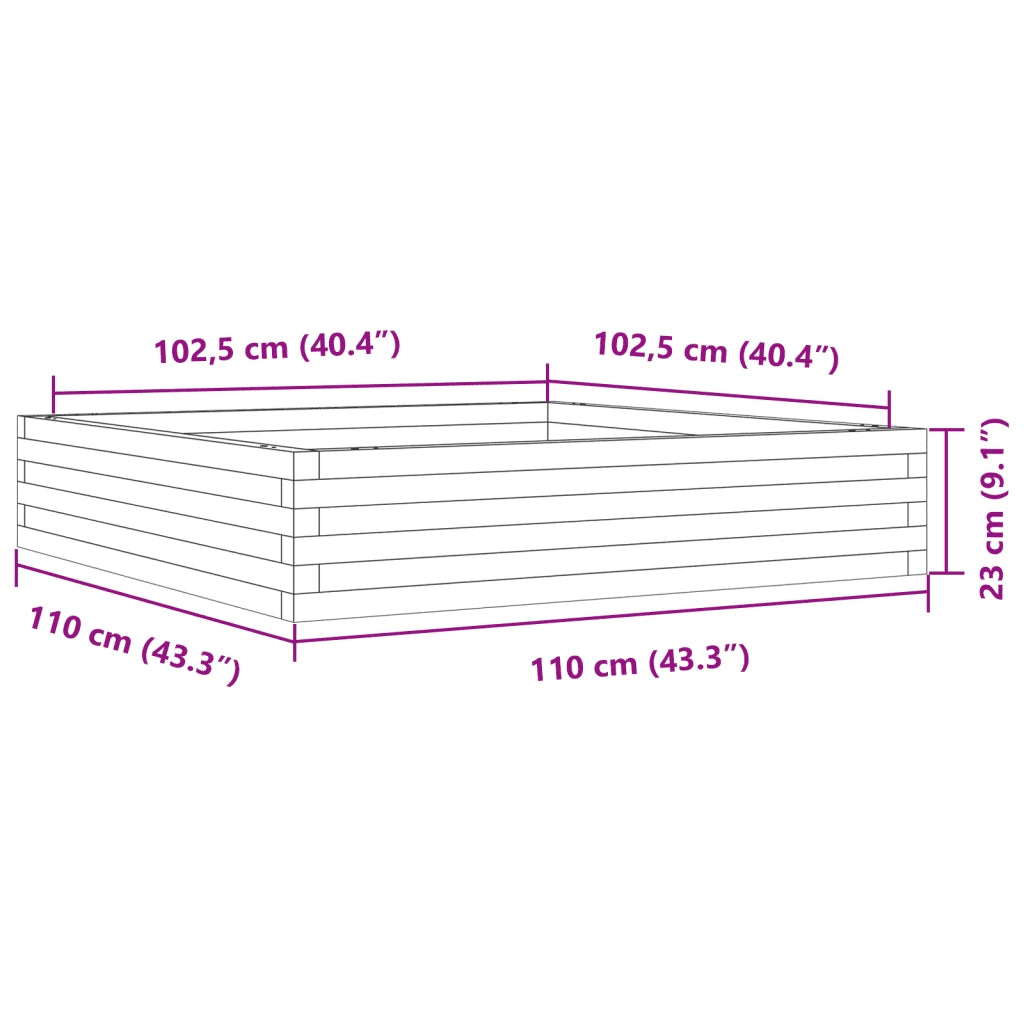 Fioriera da Giardino 110x110x23 cm Legno Massello di Douglas