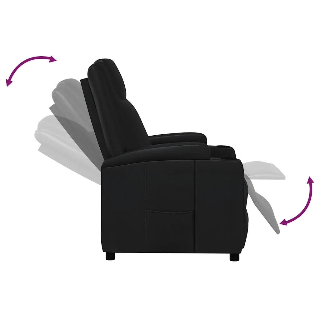 Divano Sedia-Poltrona Reclinabile Nera in Similpelle 722399