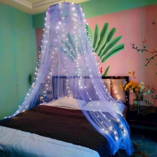 Cancello a Scomparsa con Ombrello Lampada Calda Principesse Camera da Bambina Decorazione Blu - Porta Singola