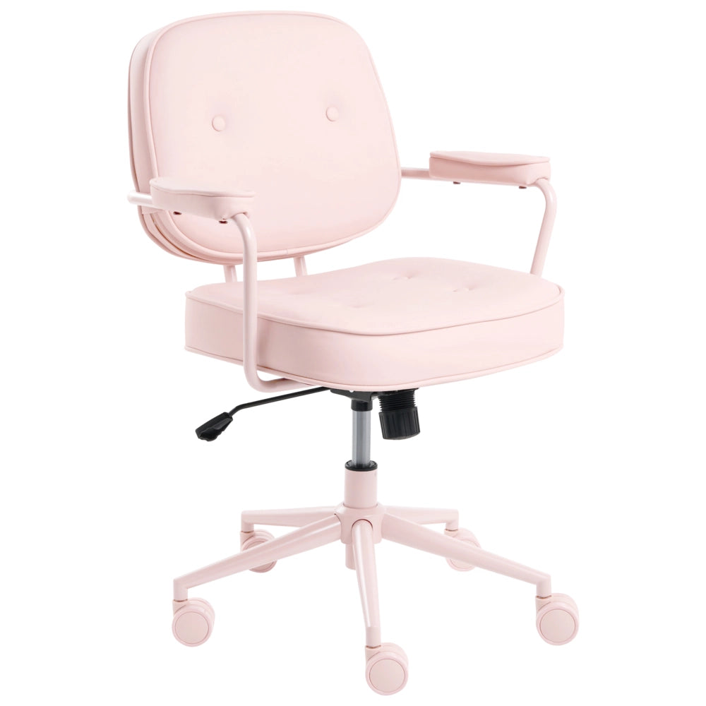 Sedia da ufficio in tessuto Struttura in metallo ecopelle Funzione girevole Altezza regolabile Mobili da ufficio Rosa Pastello