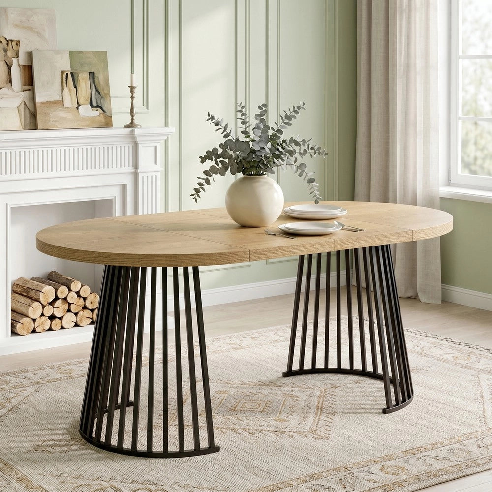 Tavolo da Pranzo Allungabile 100-176 cm ¨C Xylo ¨C Rovere e Nero, per 4-8 Persone