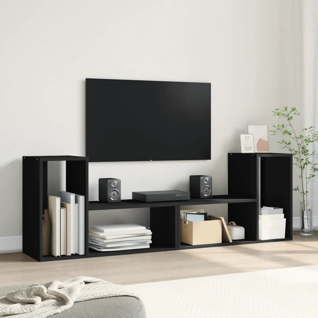 Mobili Porta TV 2 pz | Armadietto TV | Mobile Porta TV Neri 75x30x50 cm in Legno Multistrato