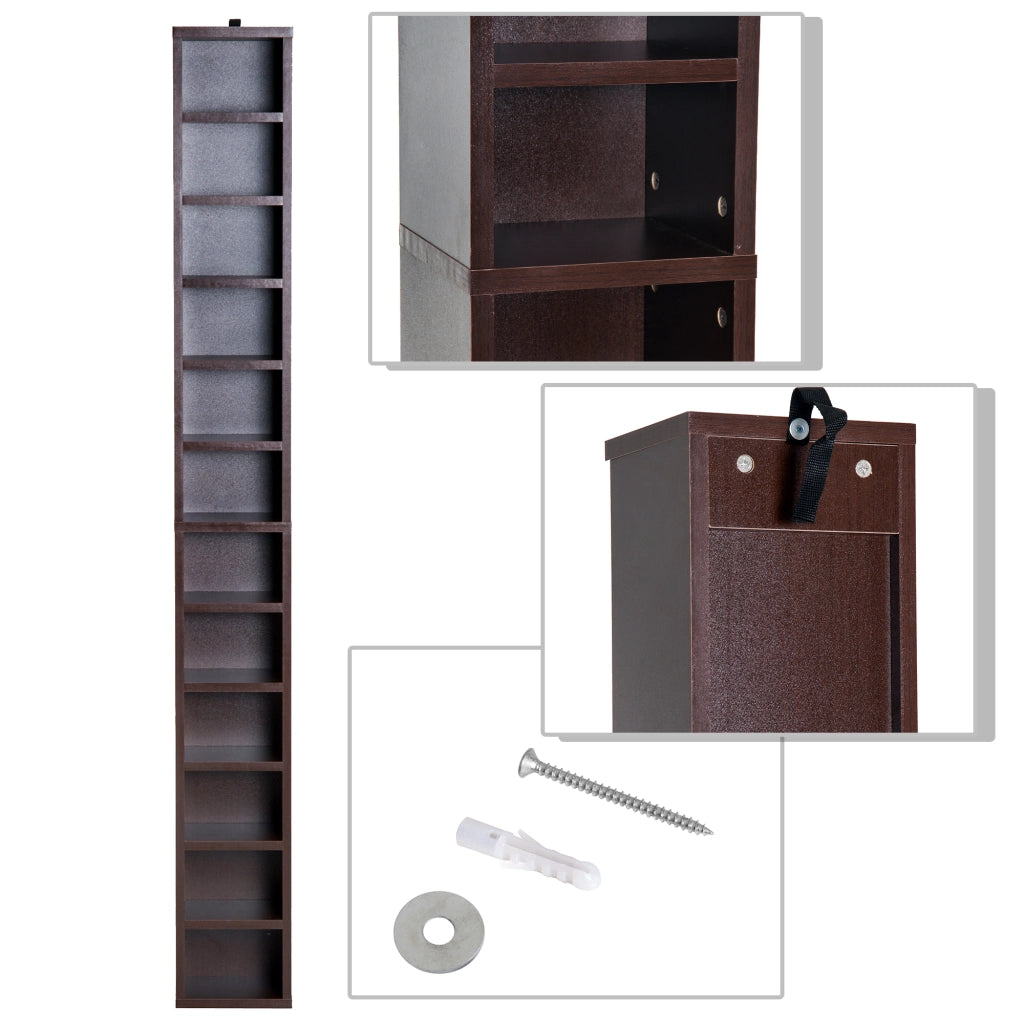 Libreria colonna CD DVD ¨C Xylo ¨C 12 scomparti legno marrone 21x20x175 cm