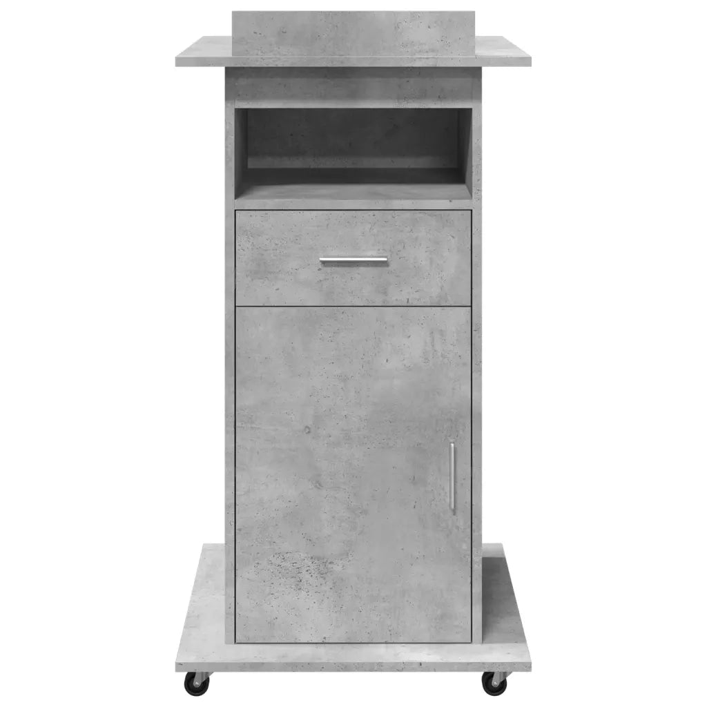 Leggio con Ruote e Cassetto Grigio 55x55x107 cm in Multistrato 848027