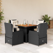 Set da Pranzo da Giardino 5 pz Nero con Cuscini in Polyrattancod mxl 117127
