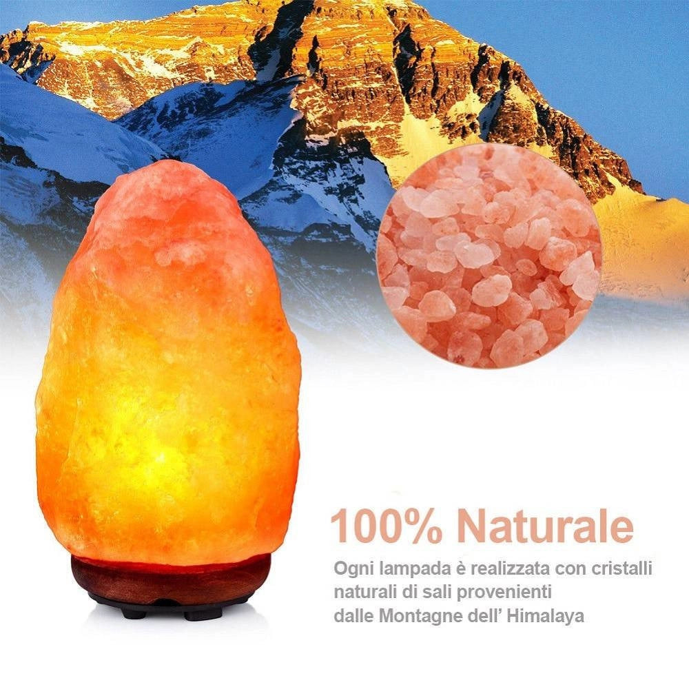 Trade Shop - Lampada Di Sale Himalaya Salgemma Grezza 700gr Luce Led Da Tavolo A Batteria -