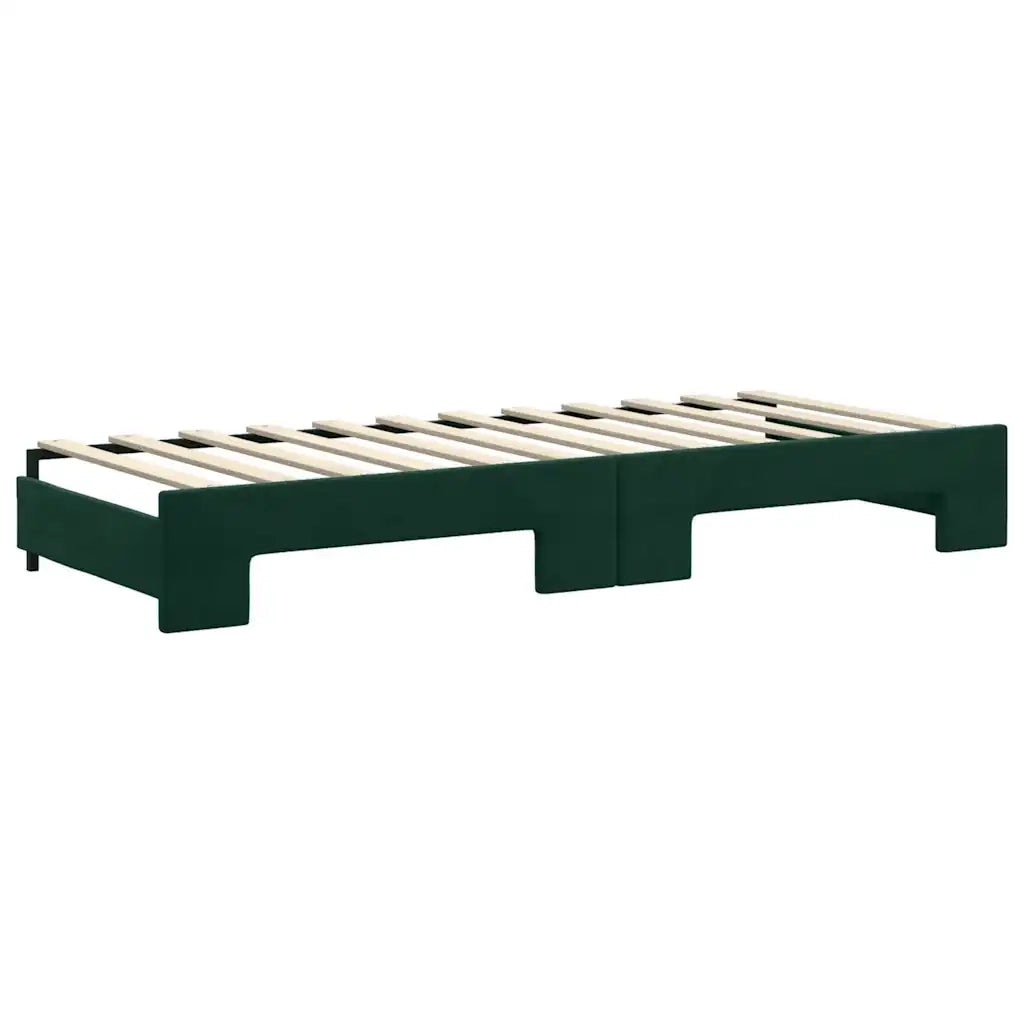 Divano Letto Estraibile Cassetti Verde Scuro 80x200cm Velluto