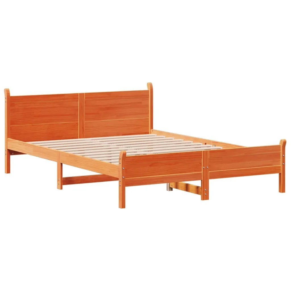 Letto senza Materasso Marrone Cera 150x200 cm in Legno di Pino 855590