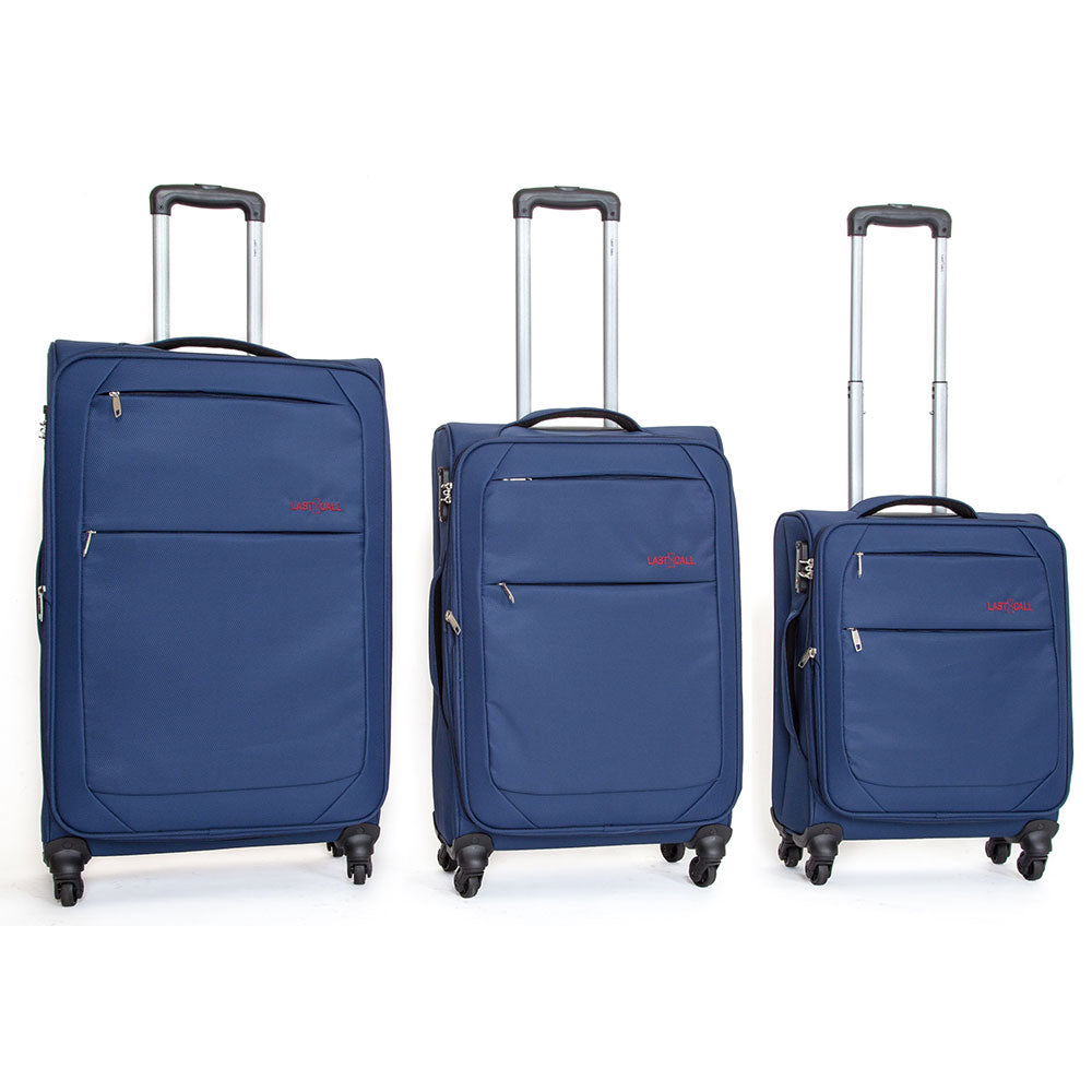 Set 3 Valigie Trolley Morbide in Poliestere 4 Ruote TSA Ravizzoni Matisse Blu