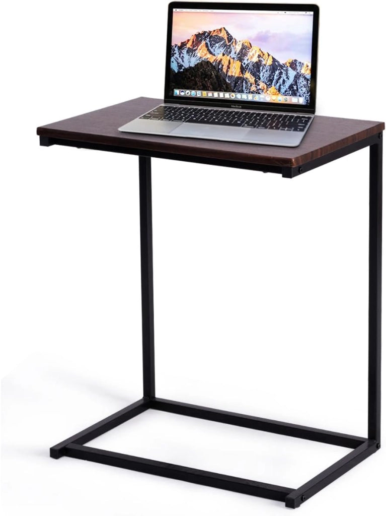 Tavolino Porta PC Laptop, Tavolo da caffè in Legno e Metallo, Ideale per Soggiorno, Balcone, Studio e Giardino, 55 x 35 x 65 cm (Noce)