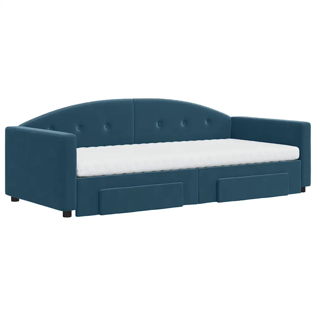 Divano Letto Estraibile con Cassetti Blu 90x200 cm in Velluto 3197372