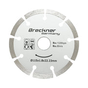 Disco diamantato segmentato 115x1,8x22,23 mm, taglio a secco per calcestruzzo, pietra, mattoni Breckner Germany