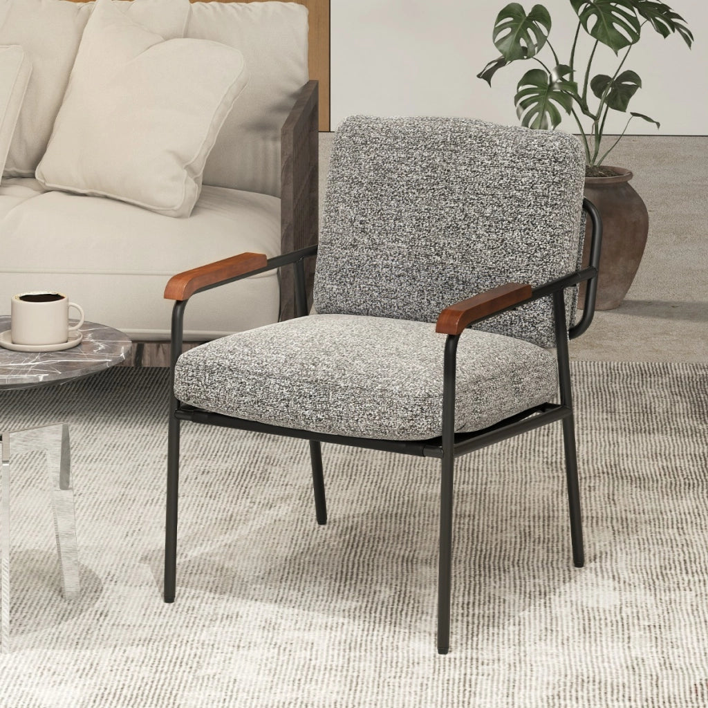 Sedia d'accento con cuscino posteriore e sedile imbottito, Poltrona moderna per casa e studio e ufficio Grigio