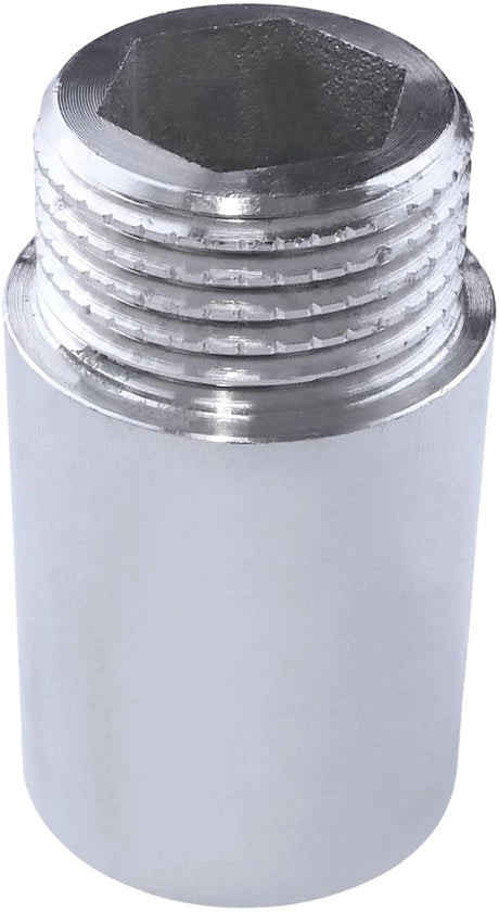 Connettore di allungamento per tubi in acciaio inossidabile - 1/2" - Larghezza esterna 30 mm - Cromato - Regolabile - Connettore a vite - Fitting