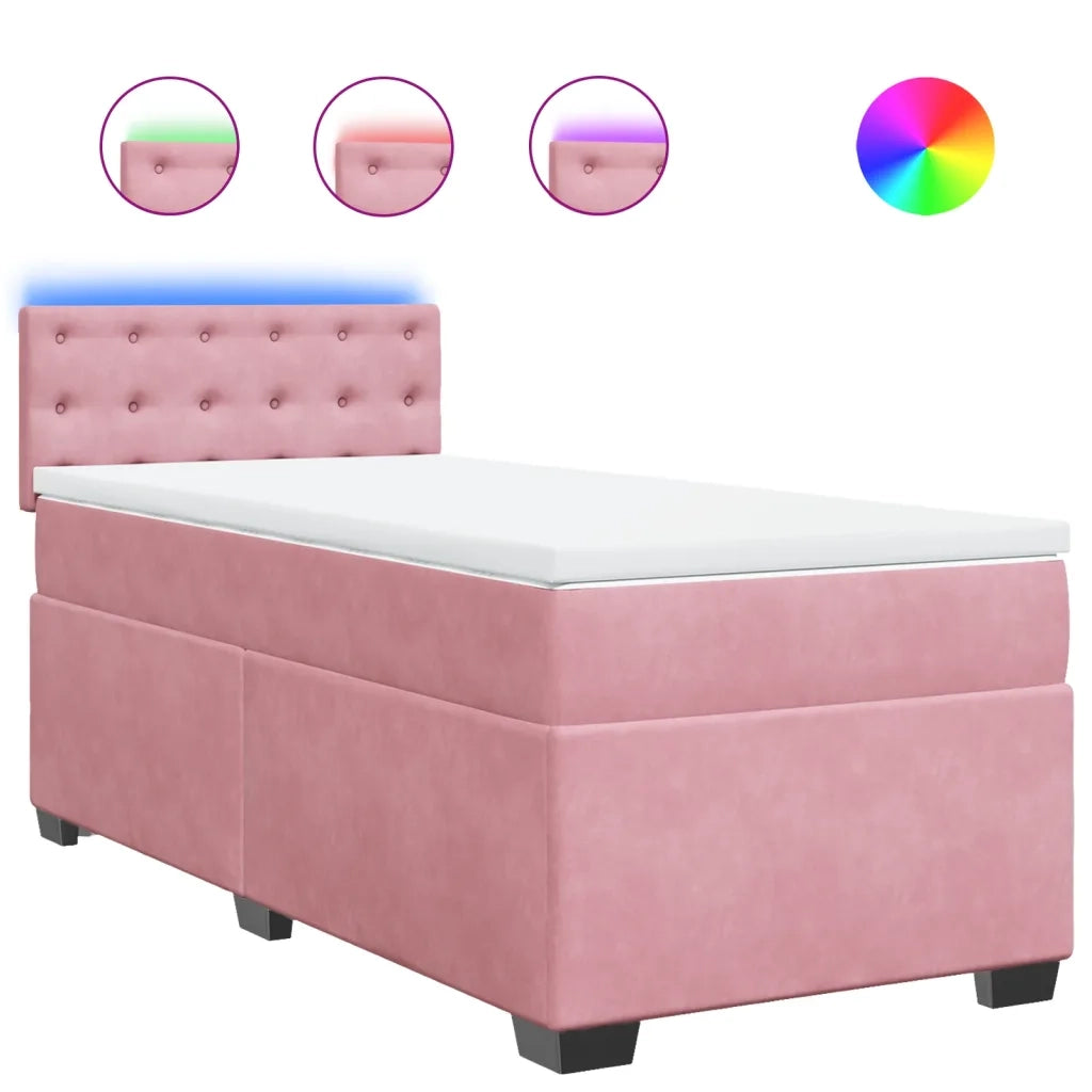 Giroletto a Molle con Materasso Rosa 100x200 cm in Velluto 3288551