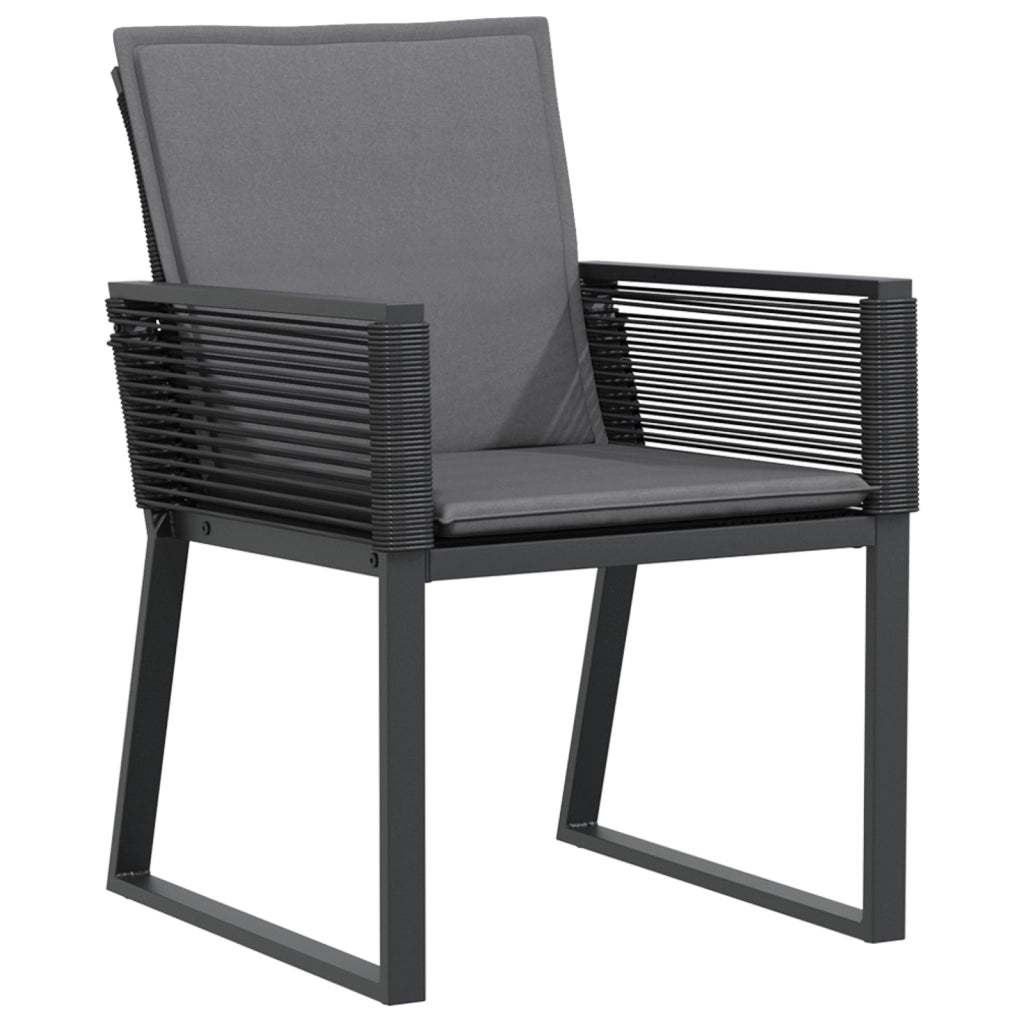 Set da Pranzo da Giardino  9 Pezzi con Cuscini Rattan PE Nero
