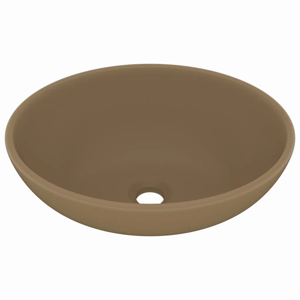 Lavandino Lusso Ovale Crema Opaco 40x33 cm in Ceramica 146930