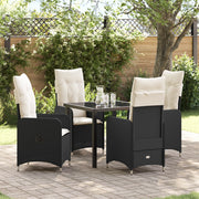 Set da pranzo da giardino 5 pezzi con cuscini neri in polyrattan