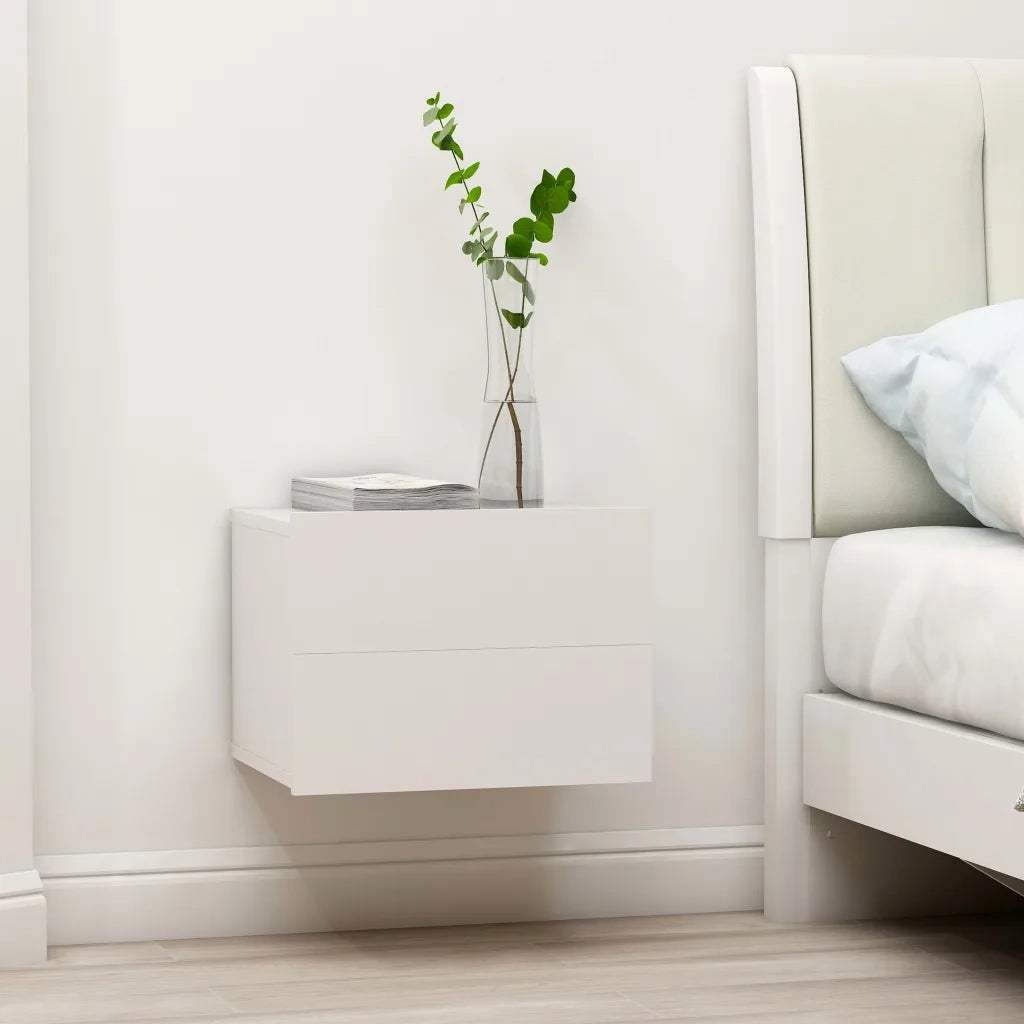 Set di 2 Comodini | Armadio da Notte | Mobiletto da notte Bianchi 40x30x30 cm in Legno Multistrato