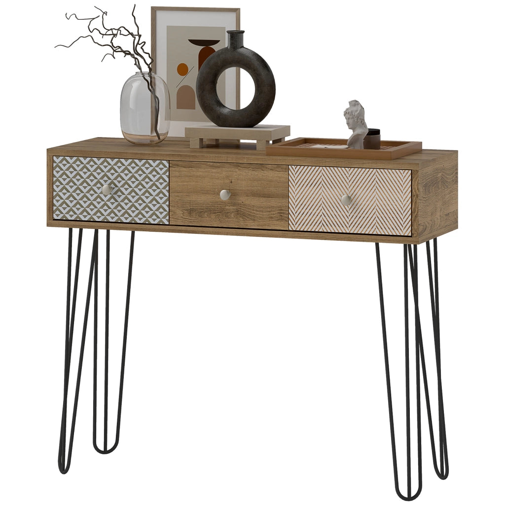 Console con 3 cassetti ¨C zephmum ¨C 90x30x75 cm marrone