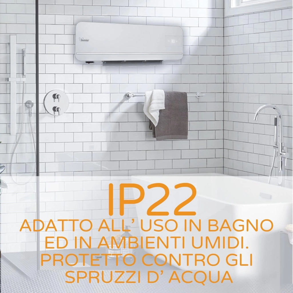 Bimar AMA05 Termoventilatore da Bagno Ceramico - Termoventilatore Basso Consumo - Scaldabagno Elettrico 2000W