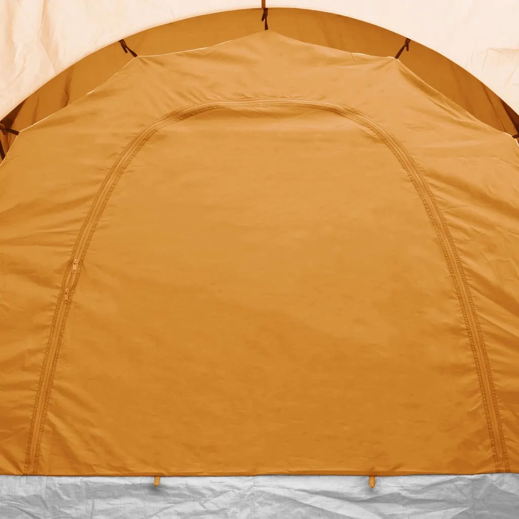 Tenda da Campeggio 6 Persone-Tenda per Escursionismo in Tessuto Grigio e Arancione