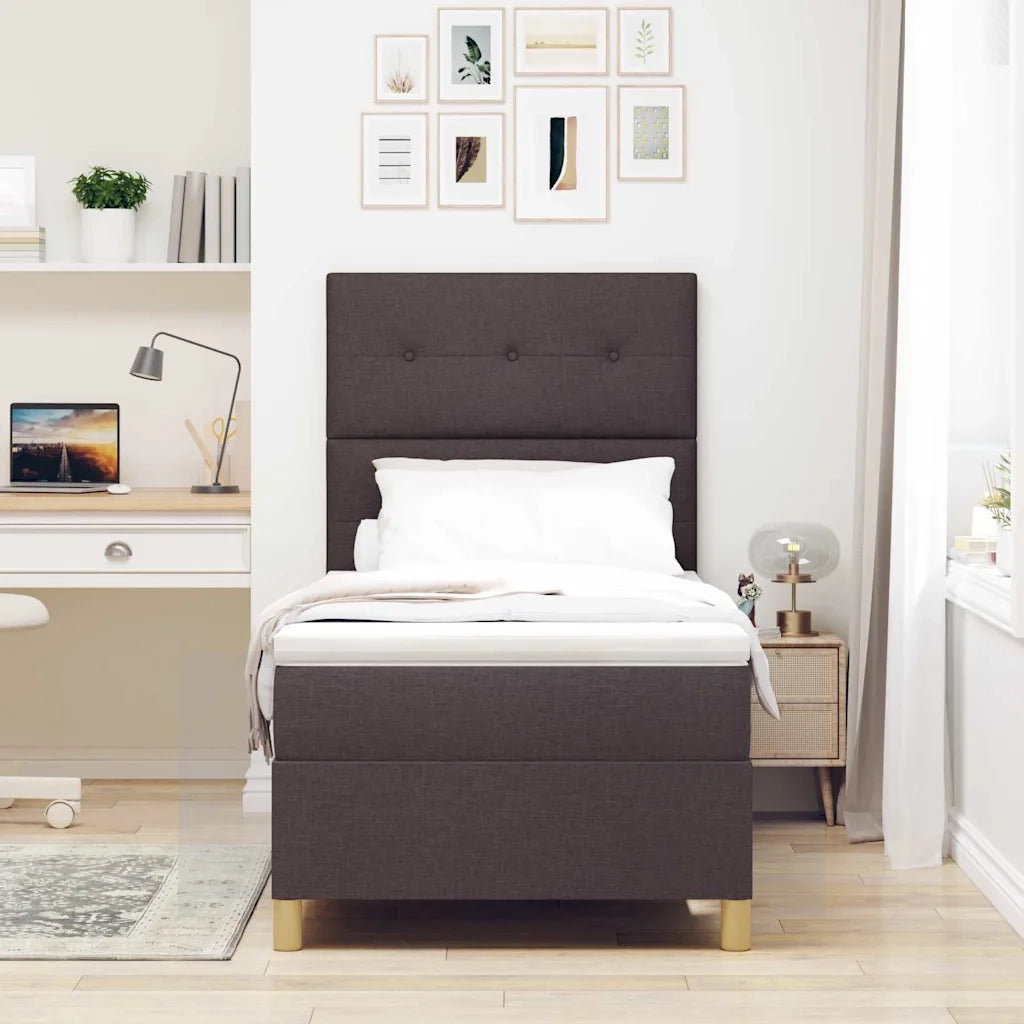 Letto a molle con testiera Marrone Scuro 100 x 200 cm Tessuto 3339598