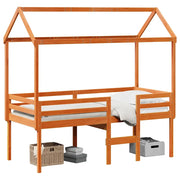Letto singolo | Letto per adulti | Letto a Soppalco con Tetto Cera 80x200 cm in Legno di Pino