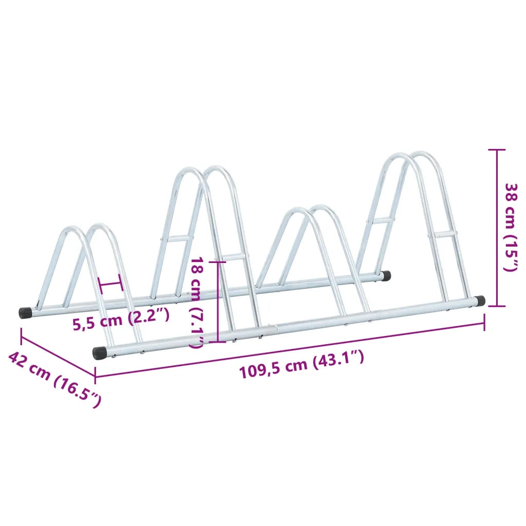 Supporto per 4 Bici da Pavimento Autoportante Acciaio Zincato CFW7912134
