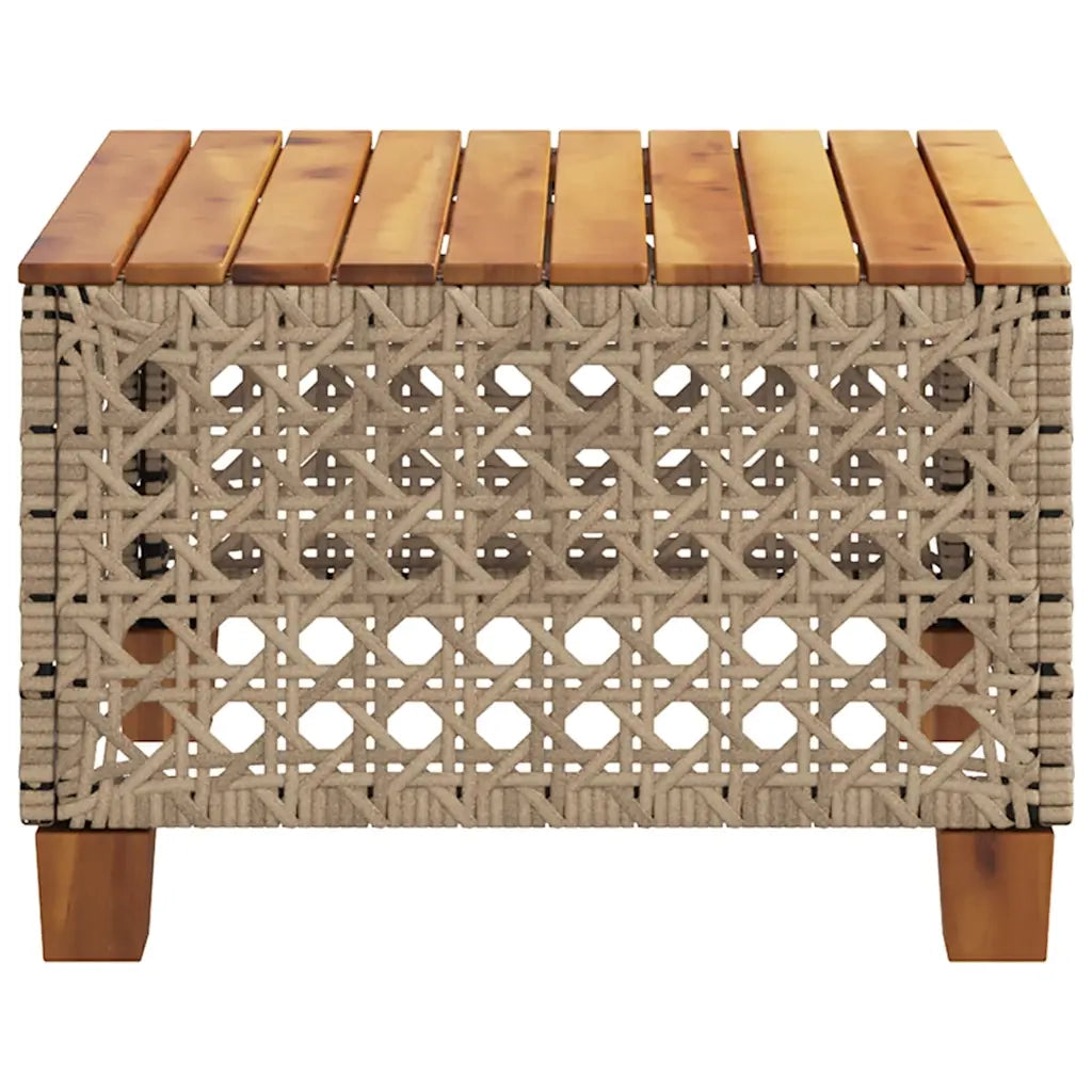 Tavolo da Giardino Beige 55x55x36 cm Polyrattan e Legno Acacia 365931