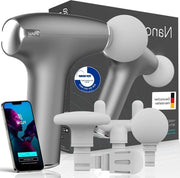 Strumento di massaggi - terapia di vibrazione e calore - leggero e maneggevole - produzione di alta qualità - potente e ultra silenzioso - 4 testine di massaggi - 3 ore di durata batteria - certificato TÜV Apparecchio di massaggi per la gamba