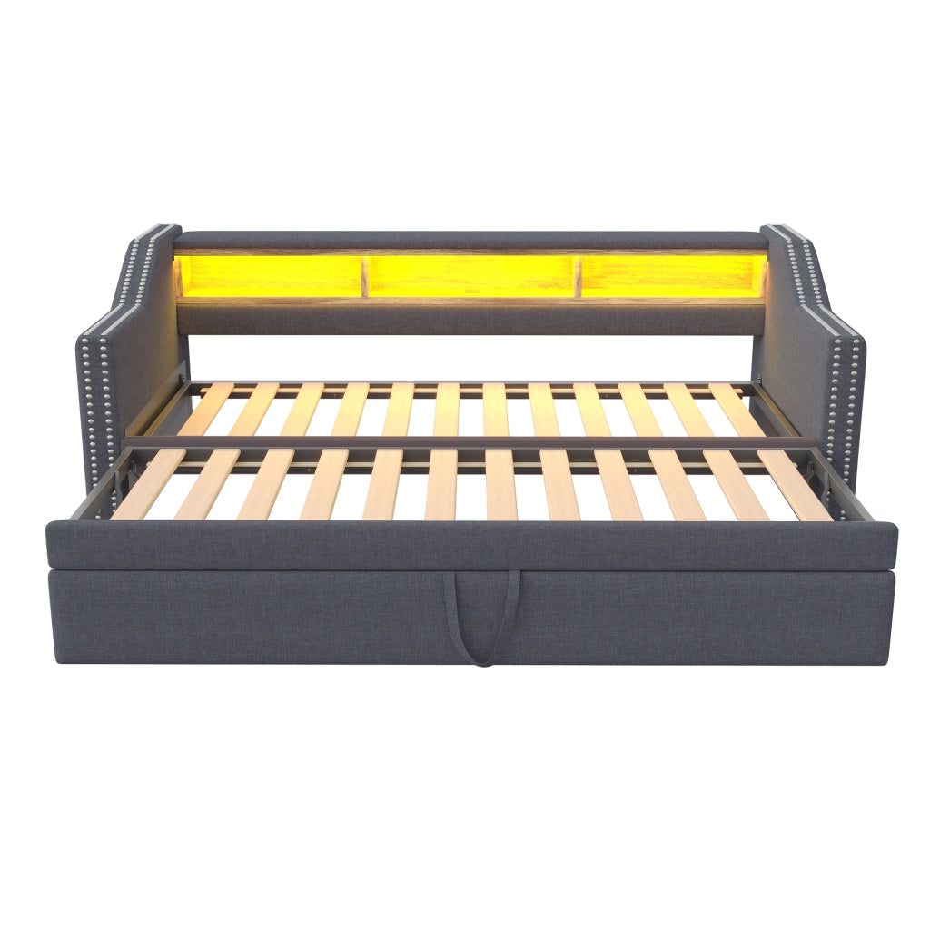 Letto sofa estraibile tessuto in juta 180x190 cm