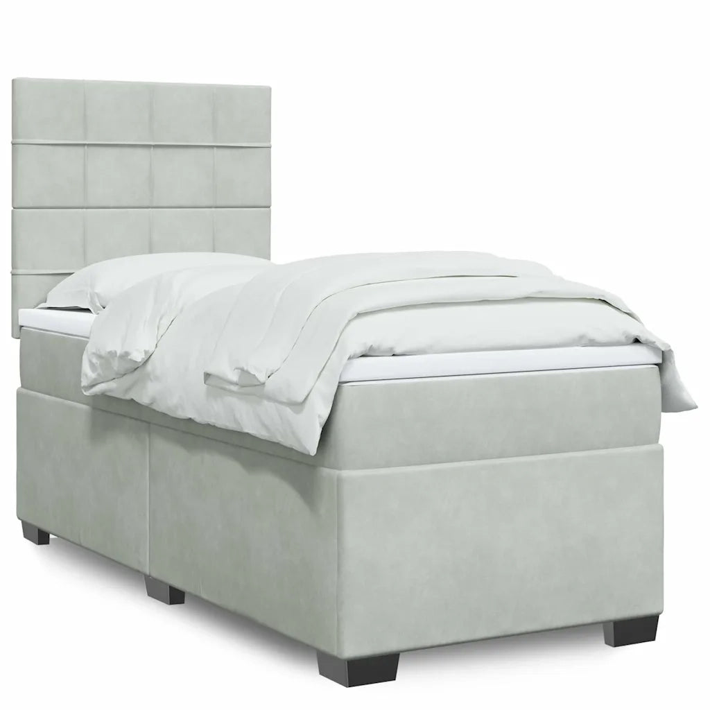 Giroletto a Molle con Materasso Grigio Chiaro 100x200cm Velluto 3293134