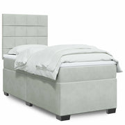 Giroletto a Molle con Materasso Grigio Chiaro 100x200cm Velluto 3293134