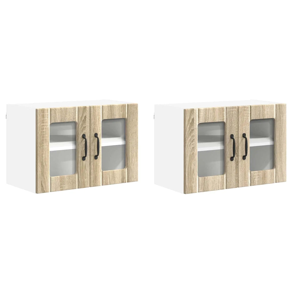 Pensile da cucina | Mobile in vetro da parete LUCCA 2 pz Rovere Sonoma