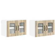 Pensile da cucina | Mobile in vetro da parete LUCCA 2 pz Rovere Sonoma