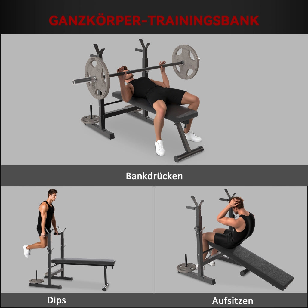 Panca fitness pieghevole 8 posizioni ¨C Xylo ¨C base acciaio imbottita ecopelle 98-122x140x73cm nero/grigio