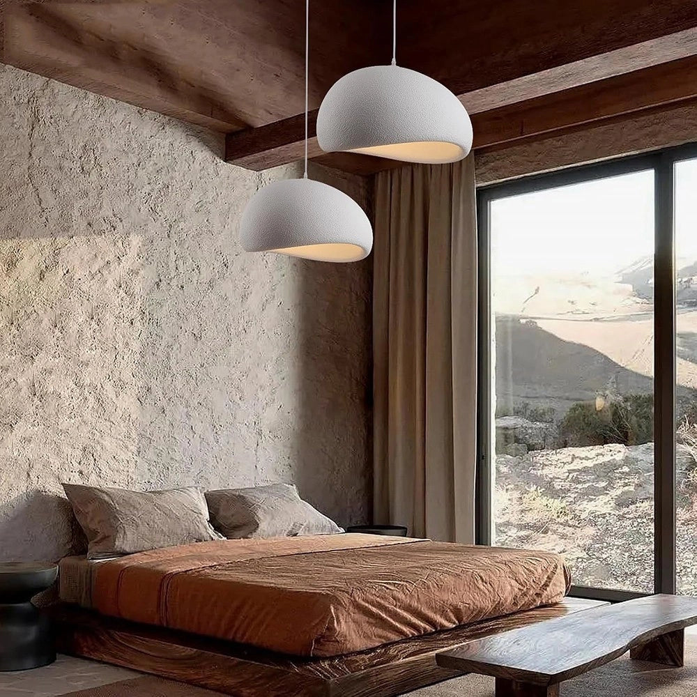 Trade Shop - Lampadario A Sospensione Soffitto Effetto Pietra Bianco ø40/50/60cm Attacco E27 Ip20 B16-b -    -50 Cm   -