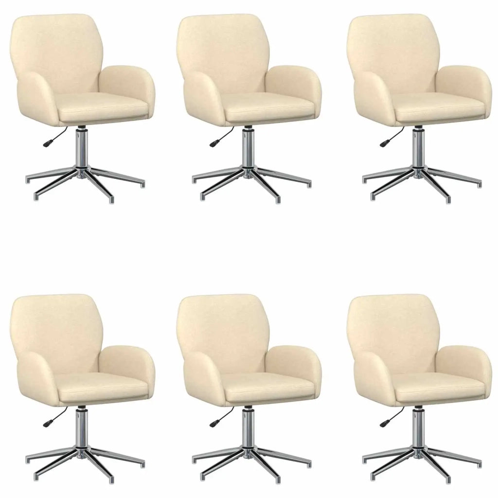 Sedie da scrivania girevoli 6 pz 54 x 58 x 90 cm Crema Tessuto 3428317