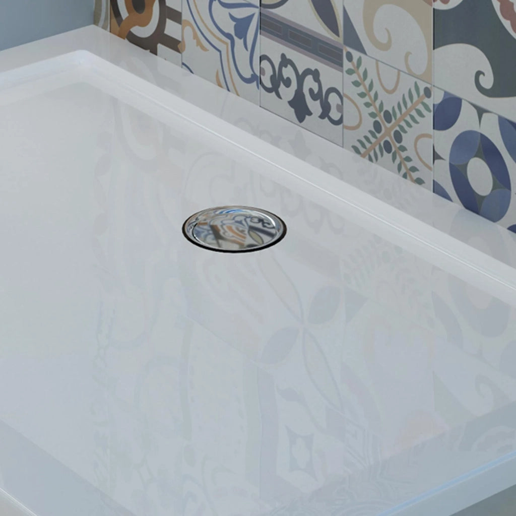 Piatto Doccia Slim 80x120x4 cm Rettangolare Acrilico Bordato Bianco Lucido mod. Flower