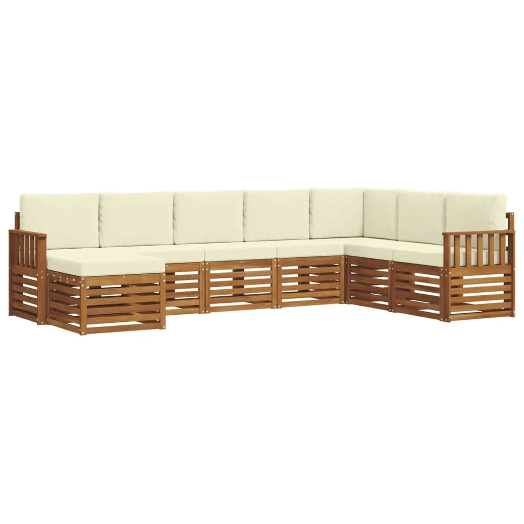 Set di divani da esterno con cuscino 8 pcs Naturale e Crema