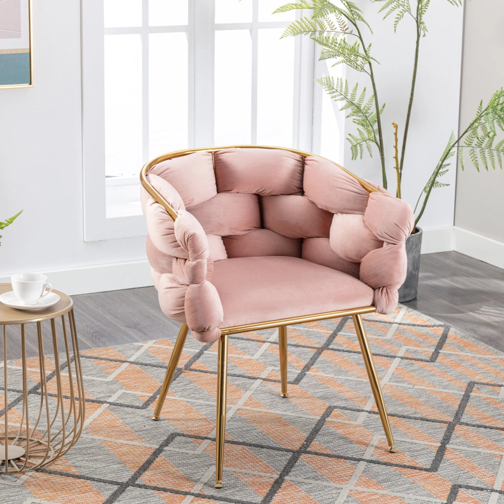 SEDIA Imbottita in velluto rosa con struttura in metallo Set da 2 pezzi