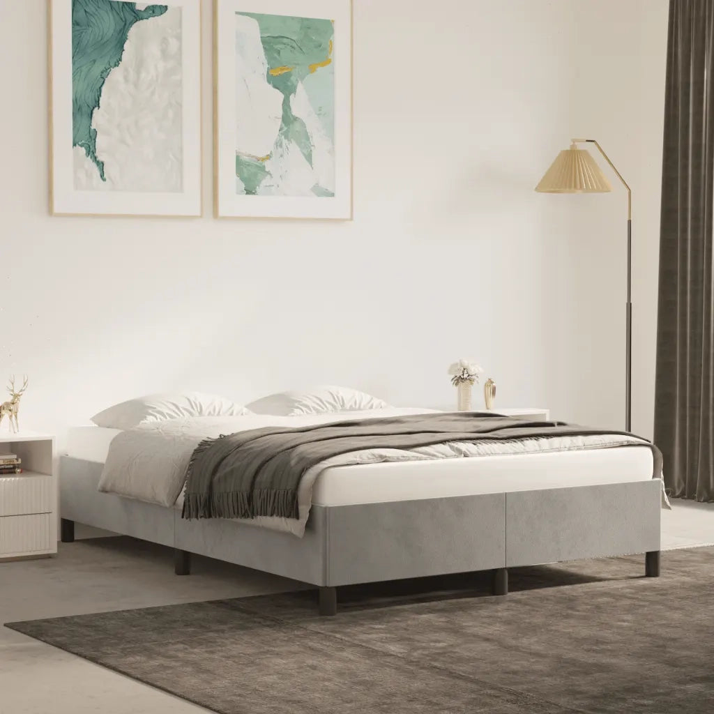 Giroletto senza Materasso Grigio Chiaro 140x200 cm Velluto