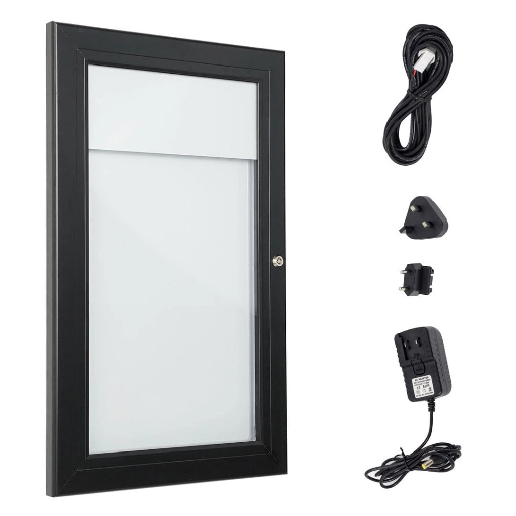 Bacheca con Apertura a Battente 30,1x48,7x2,3 cm in Alluminio Nera