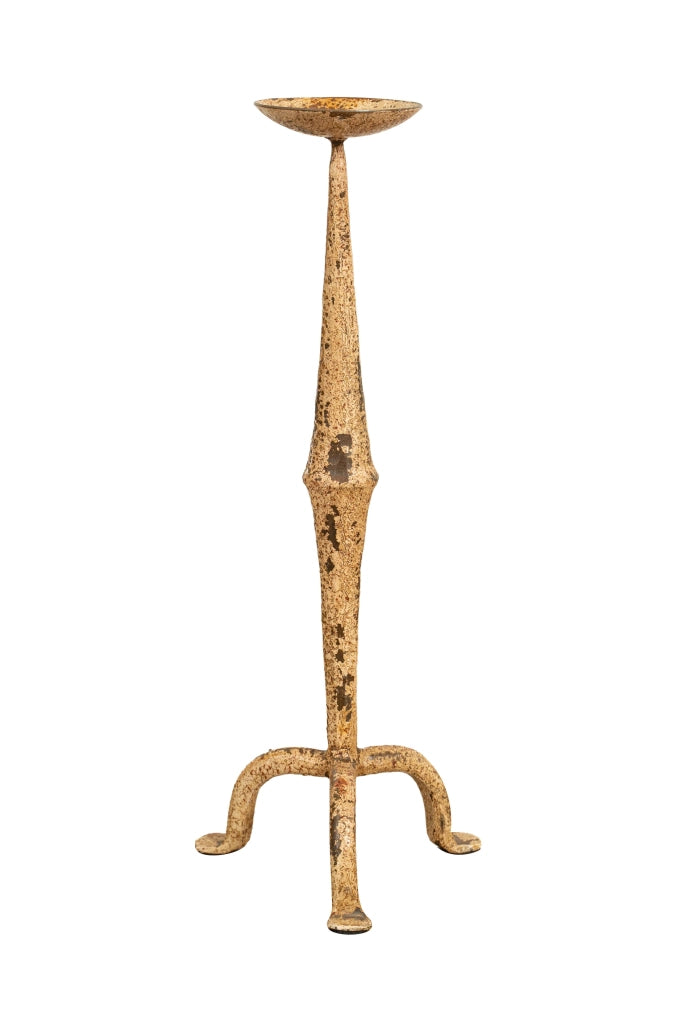 Biscottini CANDELIERE IN FERRO BATTUTO LAVORATO A MANO FINITURA BIANCA ANTICATA Candelabro