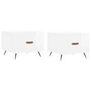 2 pz Tavolini salotto | Tavolino da caff¨¨ | Tavolino da Soggiorno Bianco Lucido 50x50x40cm Legno Multistrato