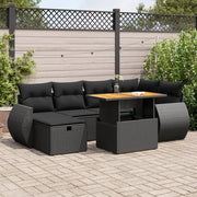 vidaXL Set Divani da Giardino con Cuscini 8 pz Nero Polyrattan Acacia