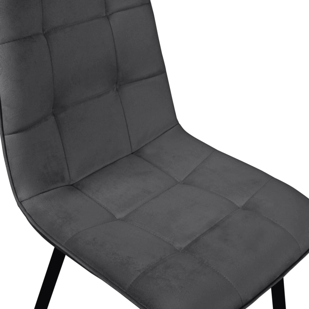 Lote de 4 sillas mixtas de terciopelo vintage MILA en burdeos, gris oscuro, gris claro y amarillo ocre