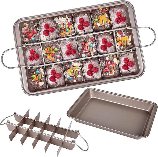 Forma per dolci in acciaio di carbonio per brownies e biscotti 31 x 20 cm lavabile in lavastoviglie