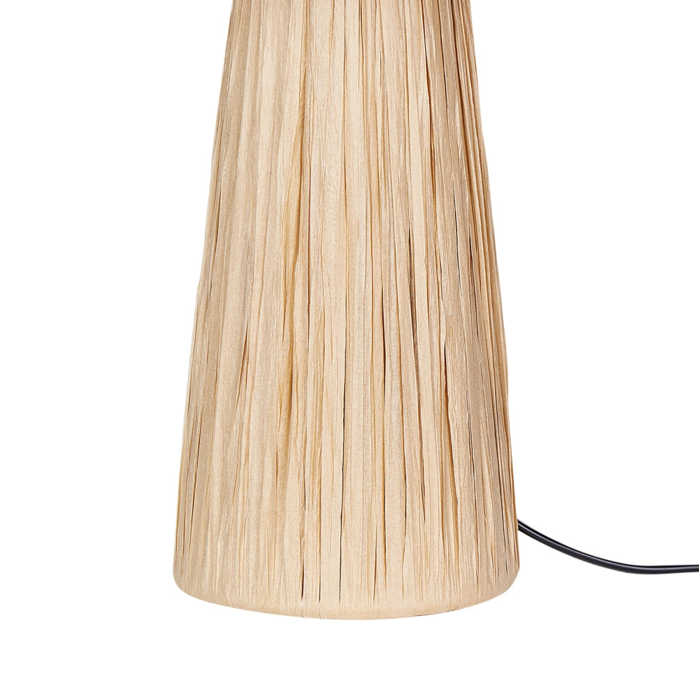 Lampada da tavolo paralume in rafia naturale con foglie di palma, in stile bohémien, fatta a mano